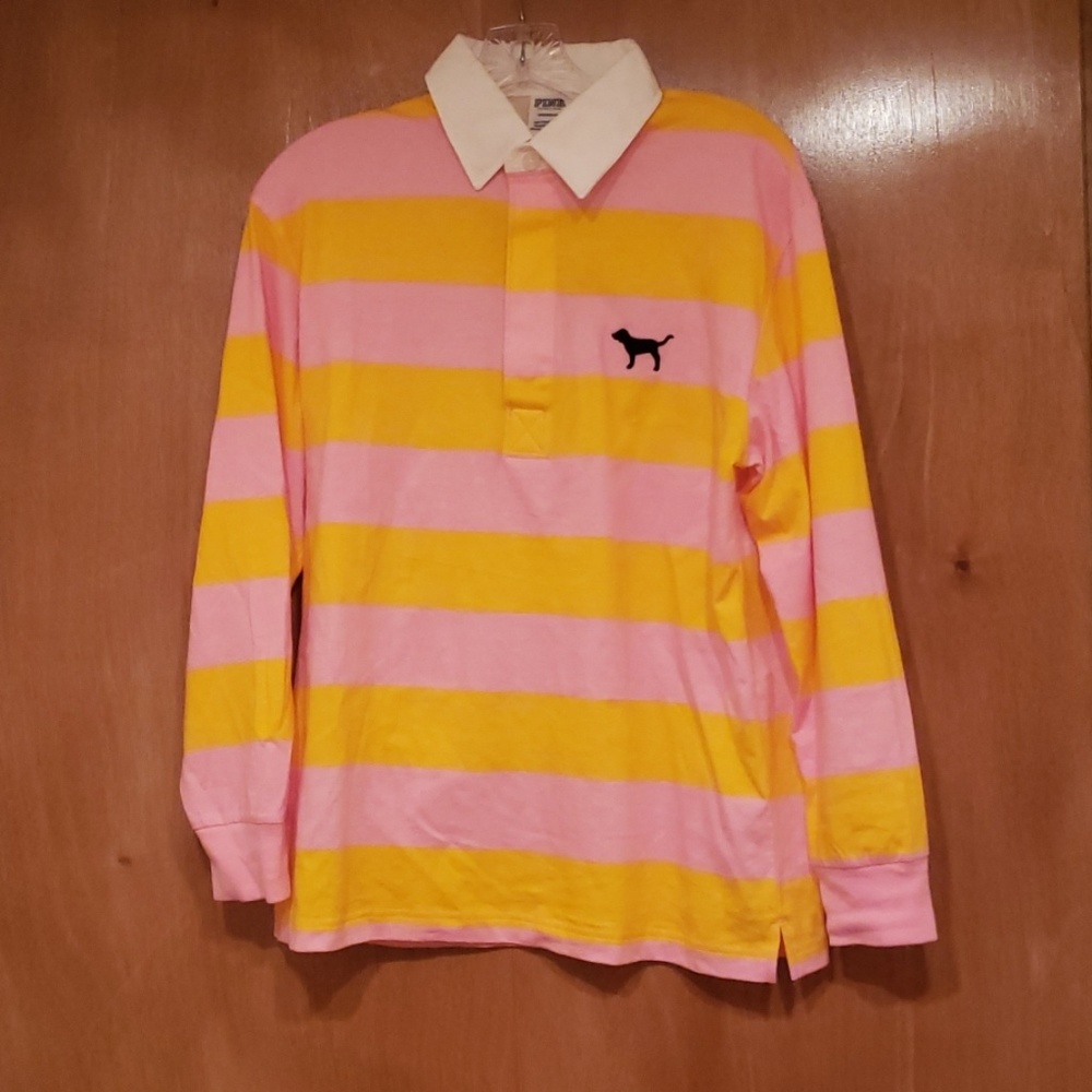 PINK varsity rugby polo
